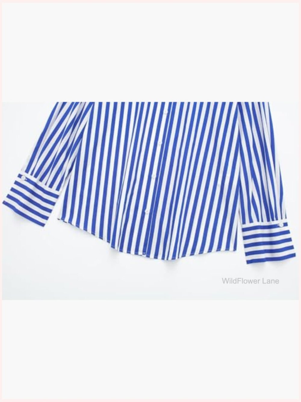 Blue and White Striped Button Down Shirt for Women - Picture 5 of 5